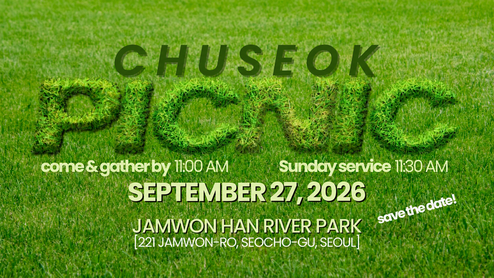 This Sunday: Chuseok Picnic — No Service at Church